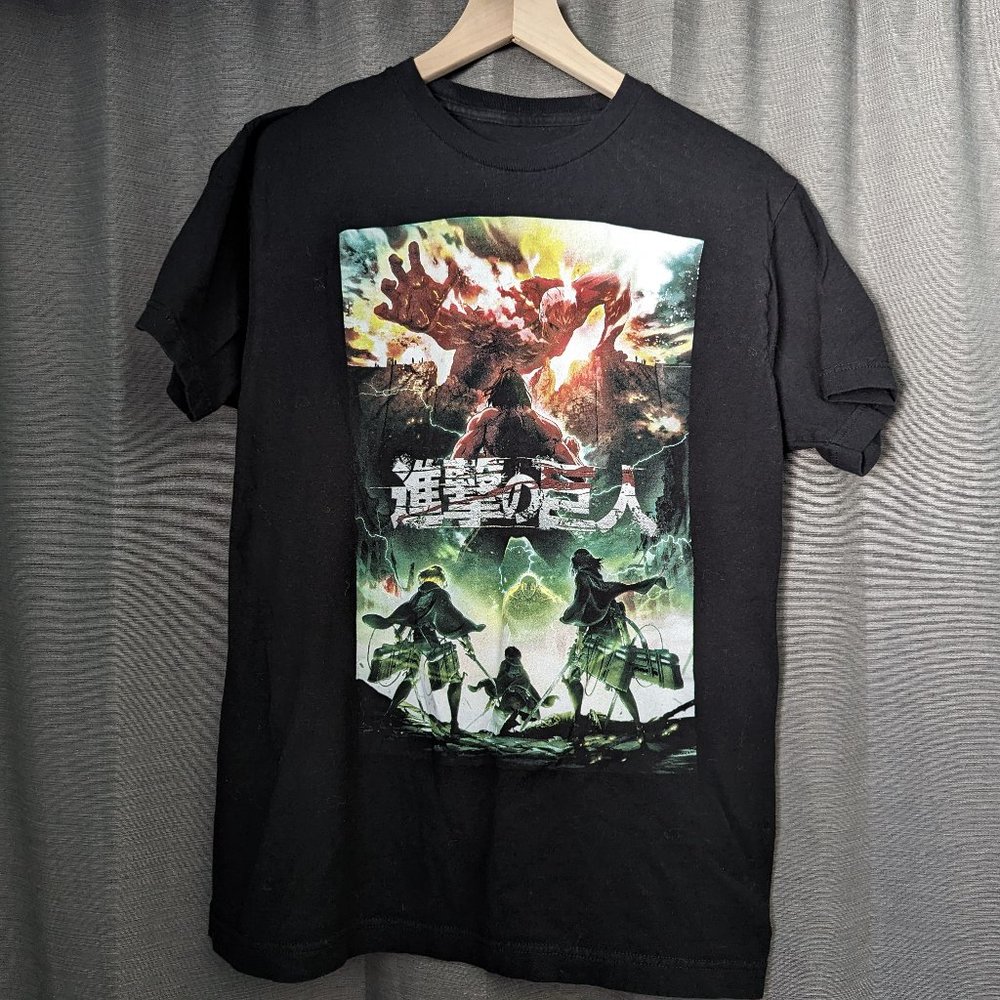 Men's Size L Black, Season 2, Soft, Stretchy, Anime Attack On Titan T-Shirt